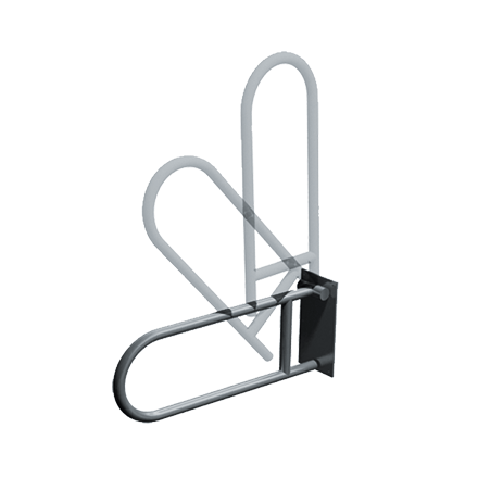 ASI 10-3414 Swing Up Grab Bar - Surface Mounted (full up, 45 deg. raised and full down)