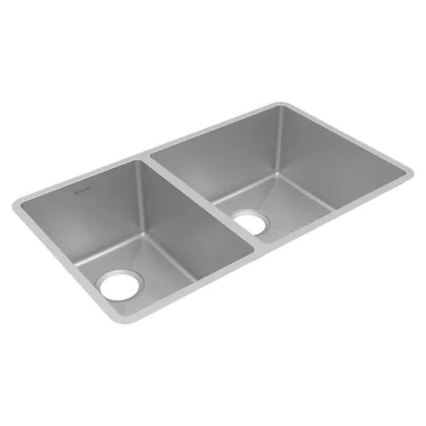 Elkay ECTRU32179LT Crosstown Stainless Steel 40/60 Double Bowl Undermount Sink, L: 31-1/2" W: 18-1/2" H: 9"