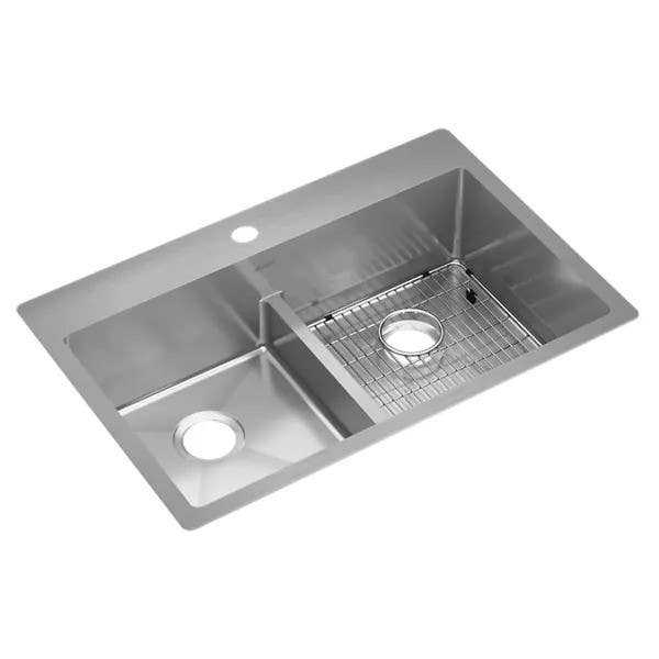 Elkay ECTSRA33229TB Crosstown Stainless Steel 33" x 22" Equal Double Bowl Dual Mount Sink Kit w/ Aqua Divide