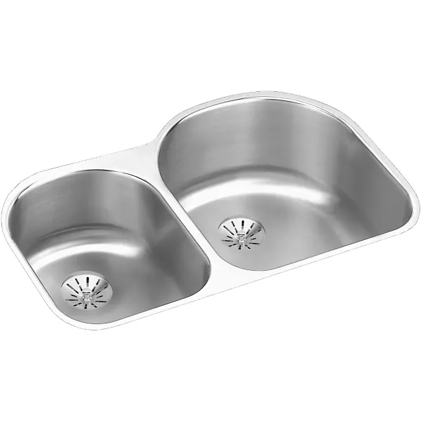 Elkay ELUH311910 Lustertone Classic Stainless Steel Double Undermount Sink w/ Perfect Drain