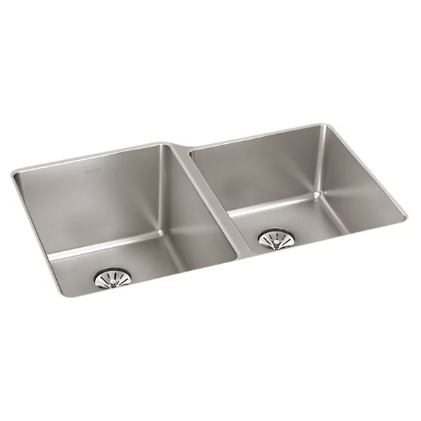 Elkay ELUHH3120 Lustertone Iconix Stainless Steel 31-1/4" x 20-1/2" Double Bowl Undermount Sink w/ Perfect Drain