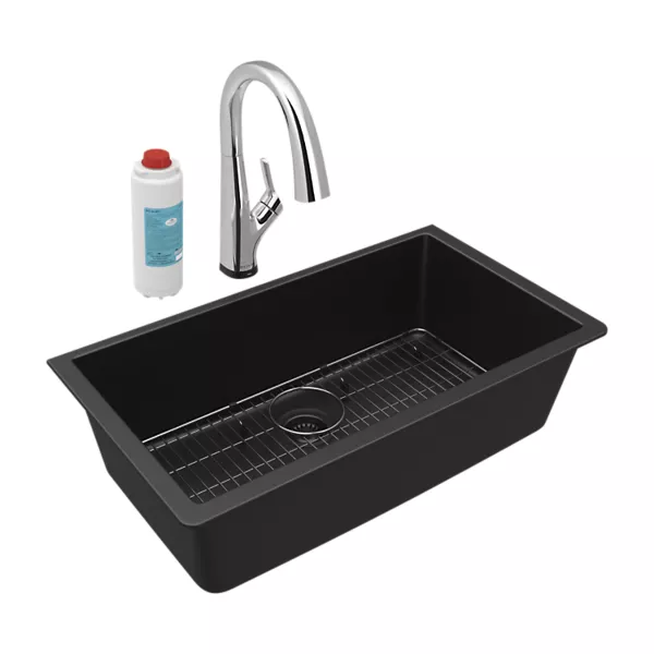 Elkay ELGRU1 Quartz Classic 33" x 18-7/16" Single Bowl Undermount Sink Kit w/ Filtered Faucet
