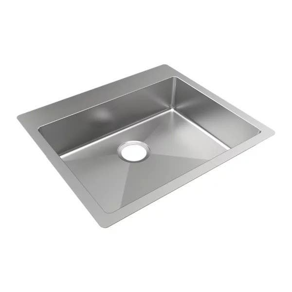 Elkay ECTSRAD252260 Crosstown Stainless Steel 25" x 22" x 6" Single Bowl Dual Mount ADA Sink w/ Faucet Hole(s)