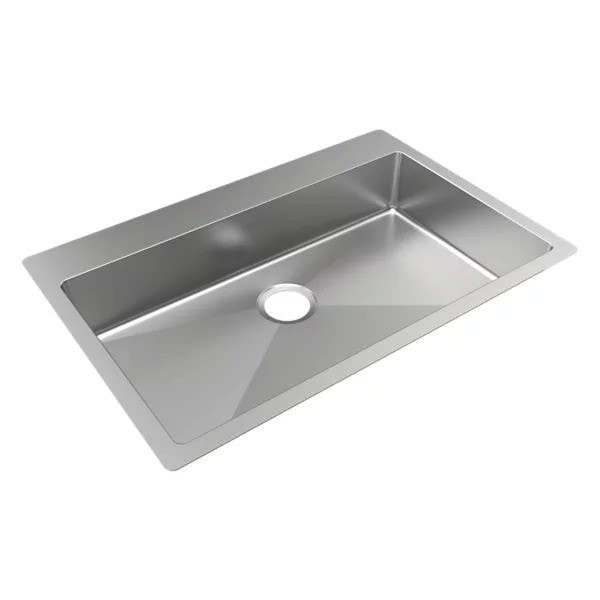 Elkay ECTSRSAD332260 Crosstown Stainless Steel 33" x 22" x 6" Single Bowl Dual Mount ADA Sink w/ Faucet Hole(s)