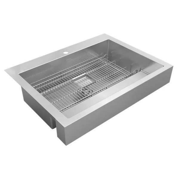 Elkay ELDSSF Dart Canyon Stainless Steel 1-Hole Single Bowl Farmhouse Workstation Sink w/ 4-13/16" Deep Work Shelf