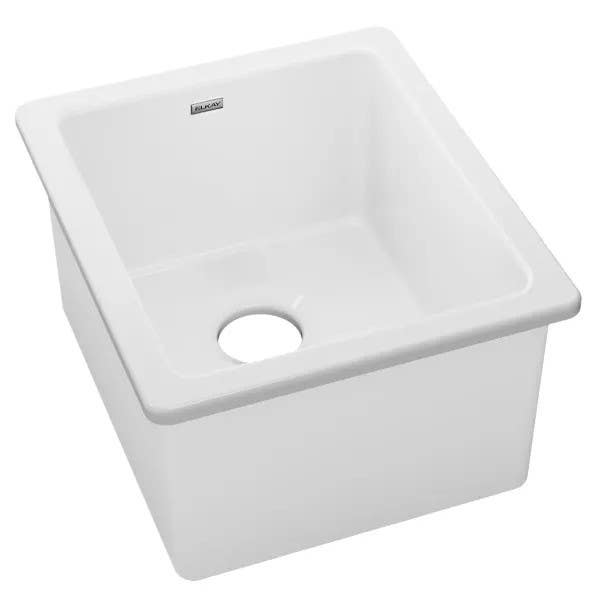 Elkay SWU1517WH Fireclay Single Bowl Undermount Bar Sink, Finish - White