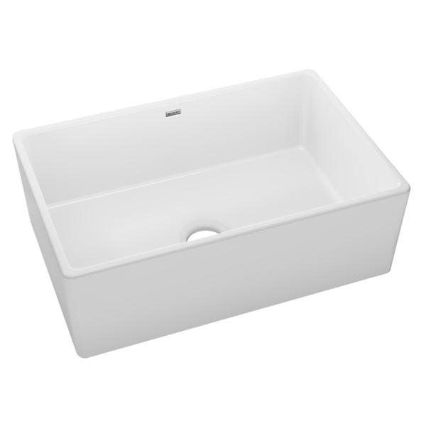 Elkay SWUF3320WH Fireclay 60/40 Double Bowl Farmhouse Workstation Sink with Aqua Divide White