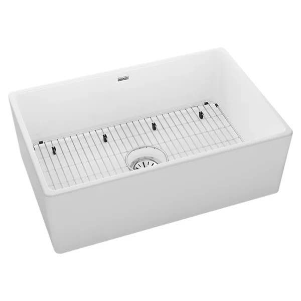 Elkay SWUF28179WHC Fireclay Single Bowl Farmhouse Sink Kit, Finish - White
