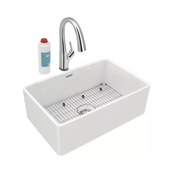 Elkay SWUF2817 Fireclay Single Bowl Farmhouse Sink w/ Kit