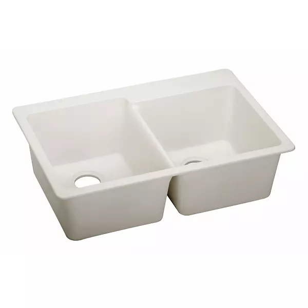Elkay ELX250R Quartz Luxe 33" x 22" x 9-1/2" Offset Double Bowl Drop-in Sink