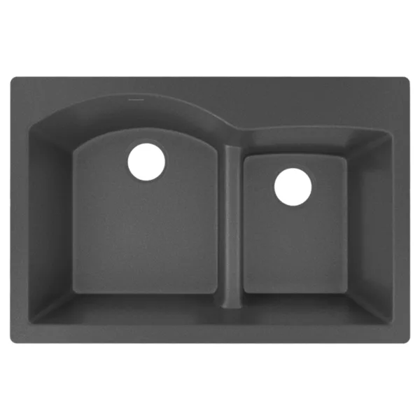 Elkay ELXH3322R Quartz Luxe 33" x 22" x 10" Offset 60/40 Double Bowl Drop-in Sink with Aqua Divide