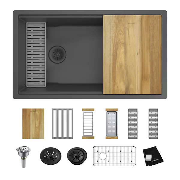 Elkay ELXRU13322W Quartz Luxe 33" x 19" Single Bowl Undermount Workstation Sink Kit w/ Perfect Drain