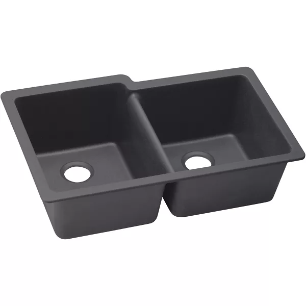 Elkay ELXU250R Quartz Luxe 33" x 20-1/2" Offset Double Bowl Undermount Sink