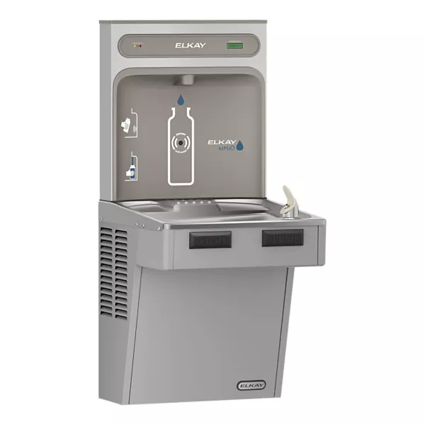 Elkay LMABF8WSLK ezH2O Bottle Filling Station with Mechanically Activated Single ADA Cooler Filtered Refrigerated Light Gray