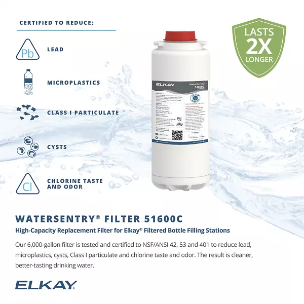 Elkay LZS8WSLP Enhanced Filtered Bottle Filling Station & Single ADA Cooler w/ High Capacity Lead Reduction Drop Down Wrapper