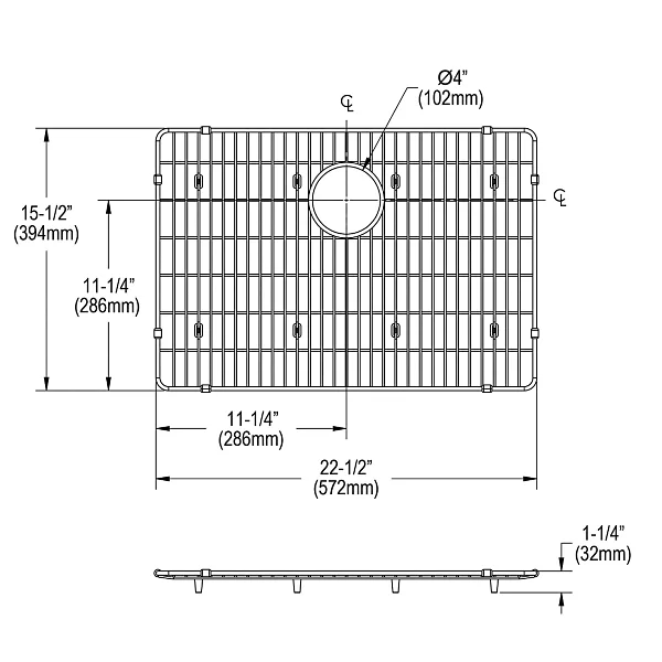 Elkay CTXOBG2215 Crosstown Stainless Steel 22-1/2" x 15-1/2" x 1-1/4" Bottom Grid
