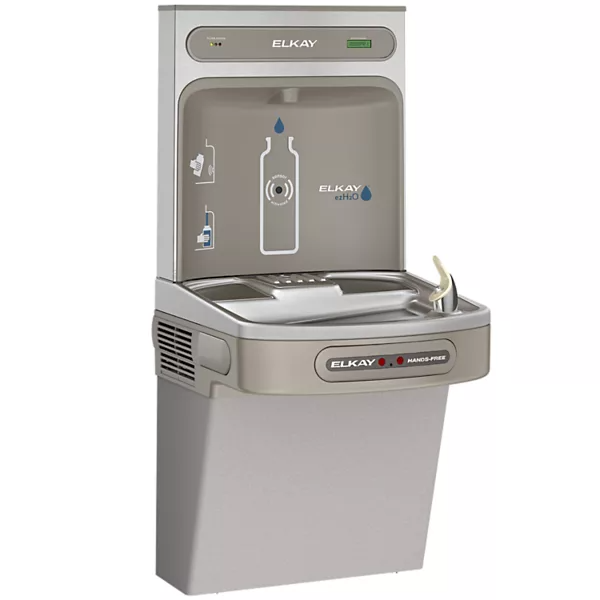 Elkay LZO8WSLK ezH2O Bottle Filling Station with Single ADA Cooler Hands Free Activation Filtered Refrigerated, Light Gray