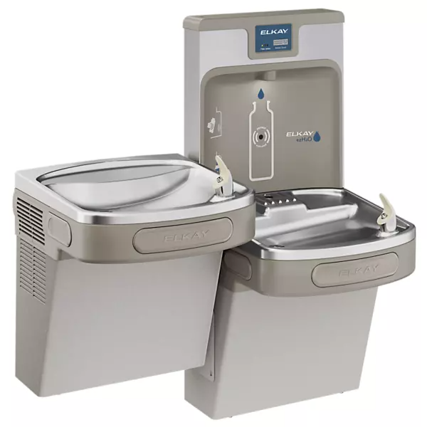 Elkay LZSTL8WSLK ezH2O Bottle Filling Station & Versatile Bi-Level ADA Cooler Filtered Refrigerated, Light Gray