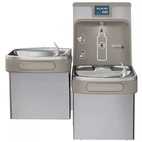 Elkay LZSTL8WSSK ezH2O Bottle Filling Station & Versatile Bi-Level ADA Cooler Refrigerated w/ Quick Filter Change