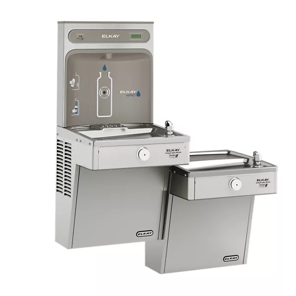 Elkay LVRCGRNTL8WSK ezH2O Bottle Filling Station & Bi-Level High Efficiency Vandal-Resistant Cooler Filtered Refrigerated