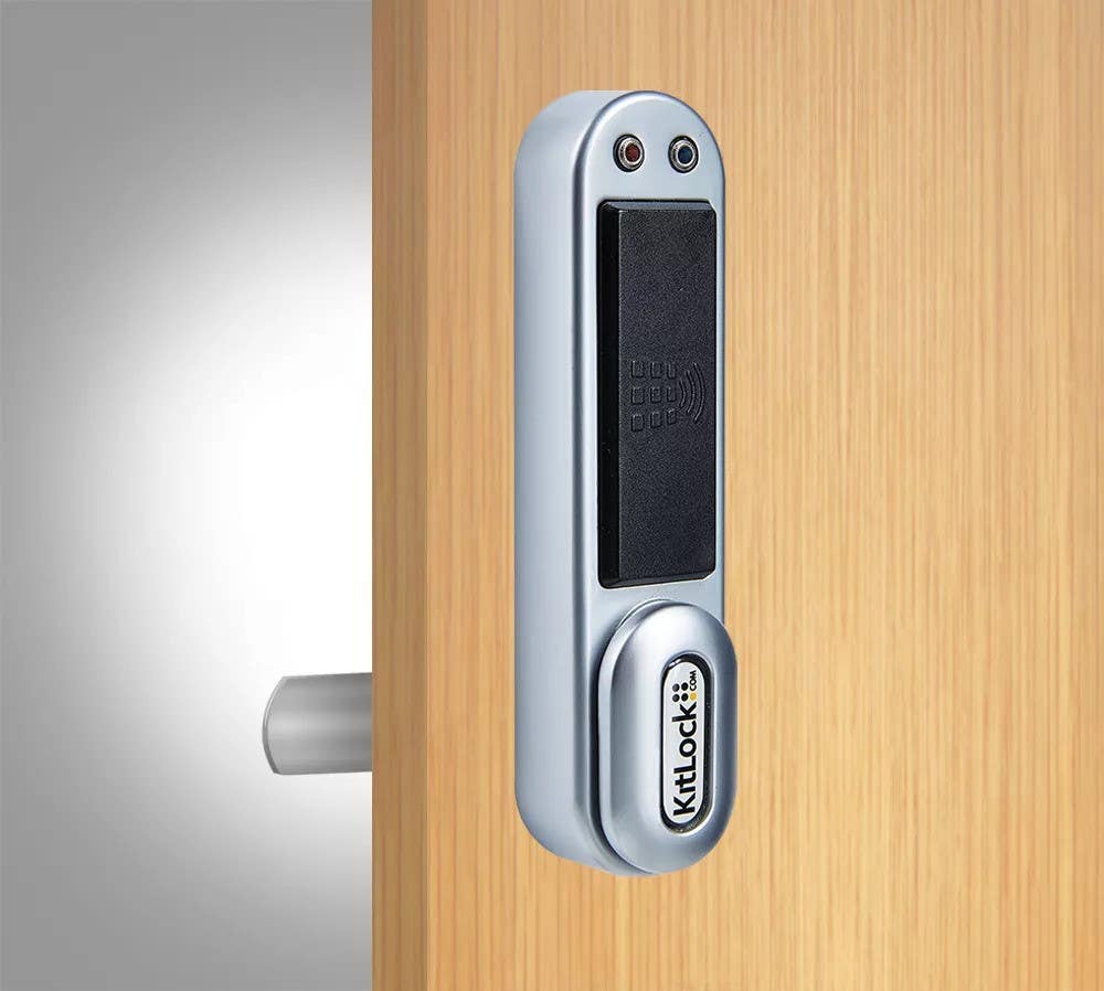 Codelocks KL1000 RFID SG RFID Kitlock Locker Lock w/ Interchangeable Spindles to fit 1/4" - 1" Thick Door, Silver Gray