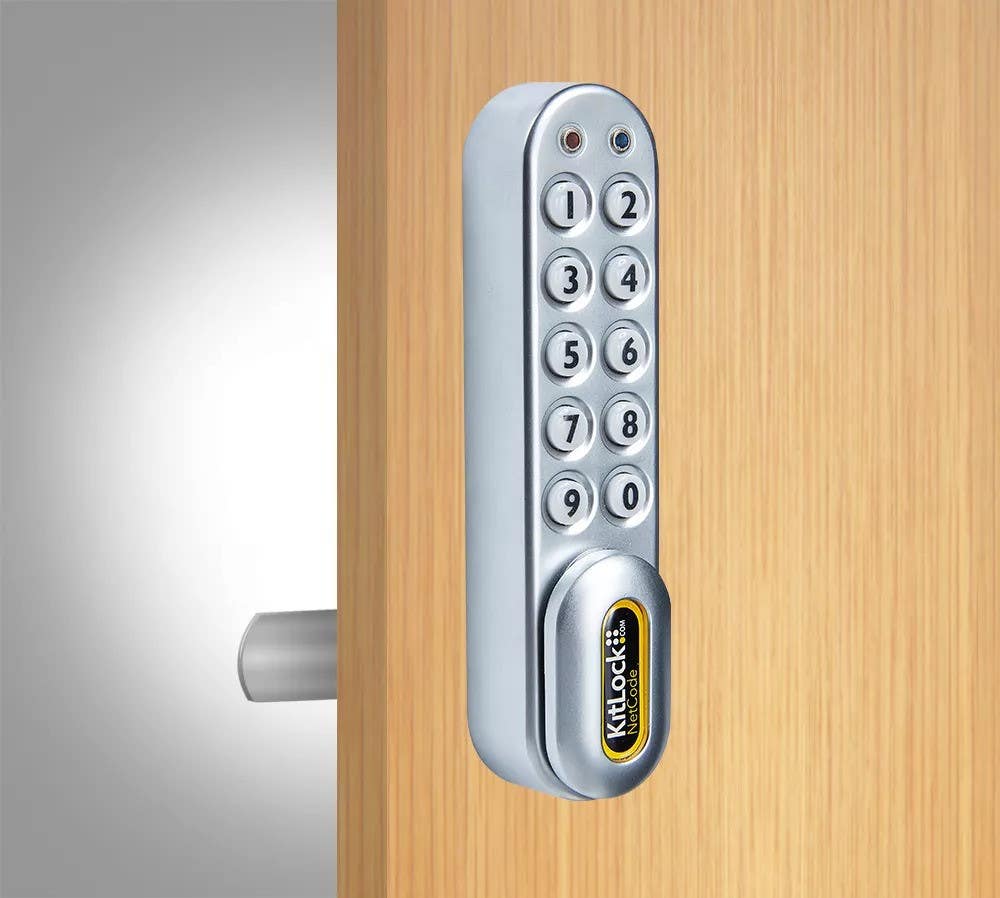 Codelocks KL1000 NC SG NetCode, KitLock Locker Lock Kit w/ Spindle to fit 1/4" - 1" Thick Door, Silver Gray