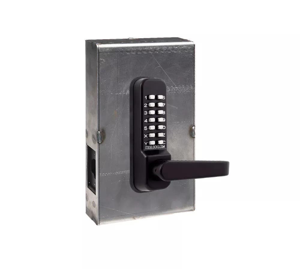 Codelocks 91934 CL410 Tubular Mechanical Latchbolt Lock, Black Marine Grade, Back/Back Gate Box Kit, Solid Black