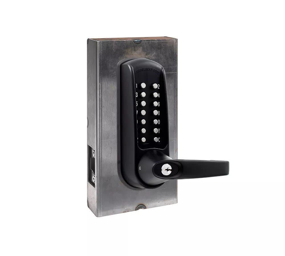 Codelocks 94320 CL610 Heavy Duty Tubular Latchbolt Lock, Black Marine Grade, Aluminum Gate Box Kit, Solid Black
