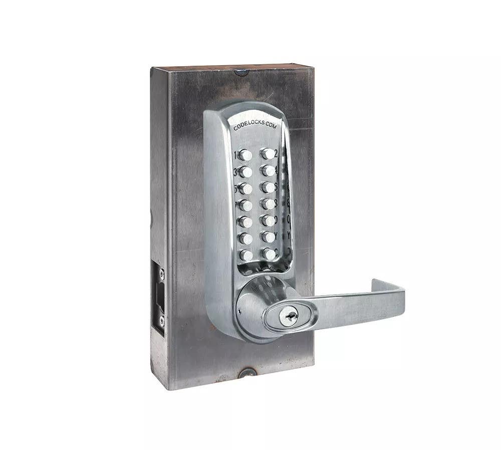 Codelocks 99904 CL610 Heavy Duty Tubular Latchbolt Lock, Aluminum Gate Box Kit, Brushed Steel