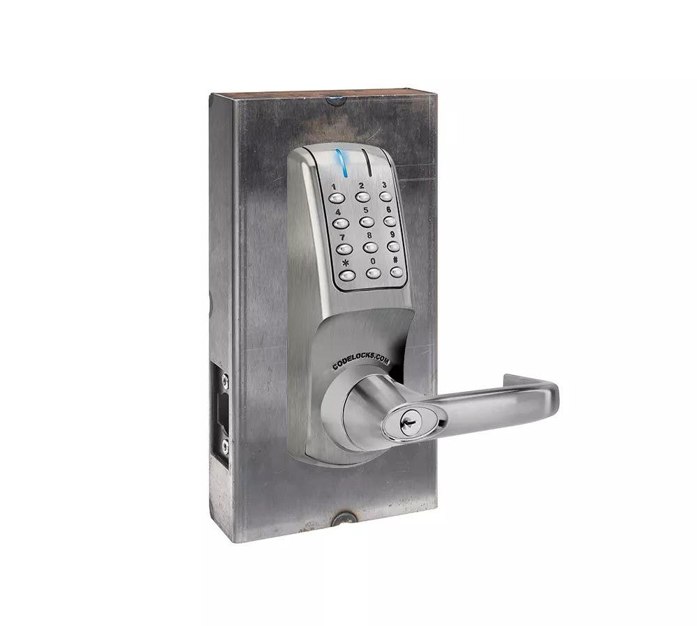 Codelocks 98493 CL5210 Heavy Duty Tubular Latchbolt Lock, Aluminum Gate Box Kit, Brushed Steel