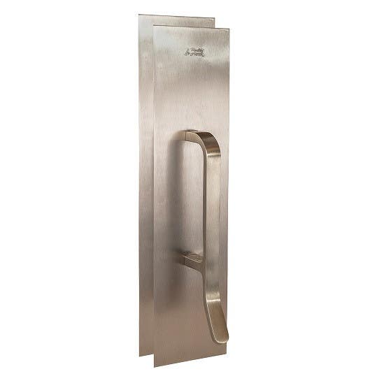 Trimco 1835 Ultimate Restroom Push/Pull Plate Combo 6" CTC Rounded Bevel Top & Bottom Edges