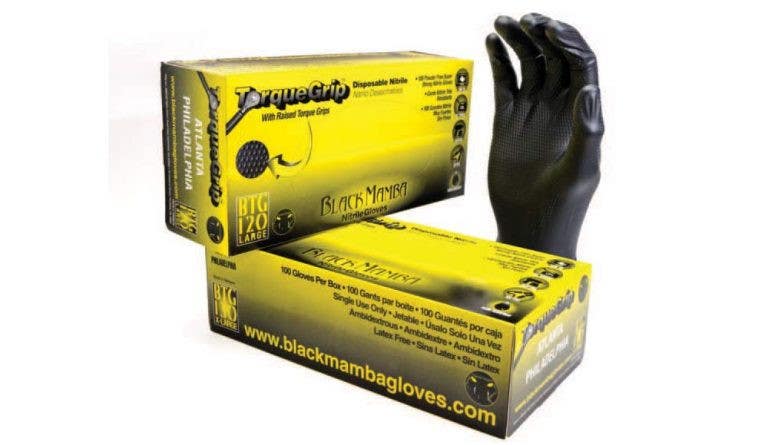 Black Mamba 02550 Pack 10 Torque Grip Mamba Nitrile Disposable Glove, Bag of 10 Gloves