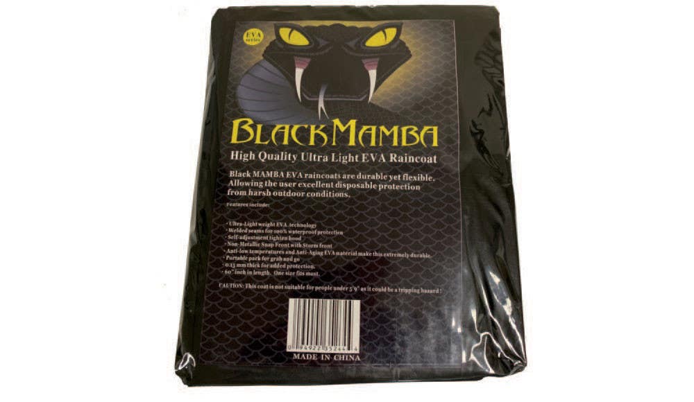 Black Mamba EVAX-100 Disposable RainCoats(By Request NLA) - 100 Units