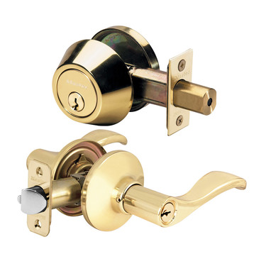 Master Lock WLC0 Residential Grade 3 Wave Lever Door Lock w/ Single Cylinder Deadbolt Combo Pack