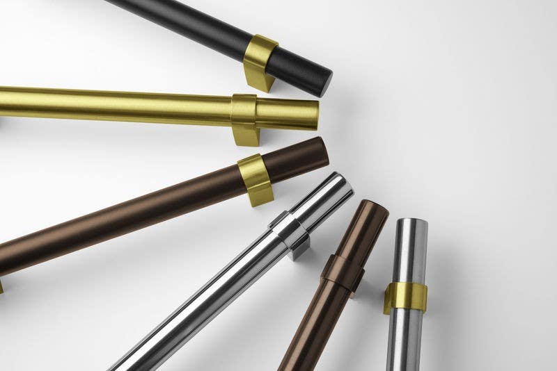 Rockwood RM2260 BandWidth, Collar Mount Straight Door Pull, Rectangular Posts, Flat Ends