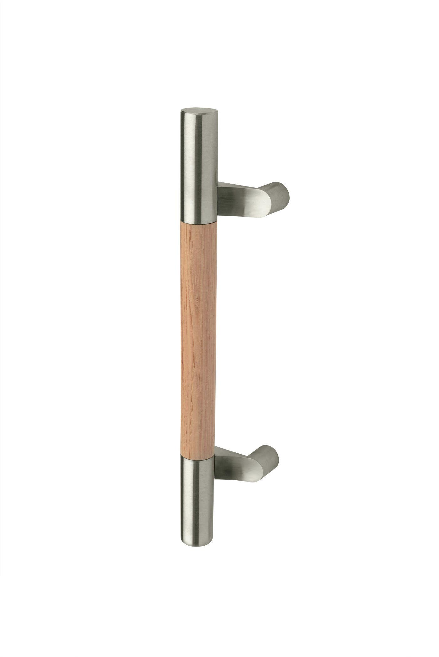 Rockwood RM4030MP/40MP/50MP ArborMet, Offset Wood Grip Door Pull w/ Mid-Post, Flat Ends, Hickory, Sanded Unfinished
