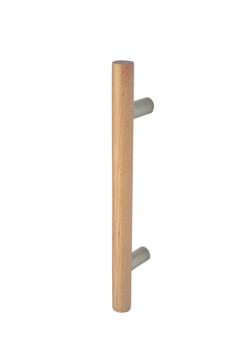 Rockwood RM4100MP/10MP/20MP ArborTek, Straight Wood Grip Door Pull w/ Mid-Post, Flat Ends, Hickory, Sanded Unfinished