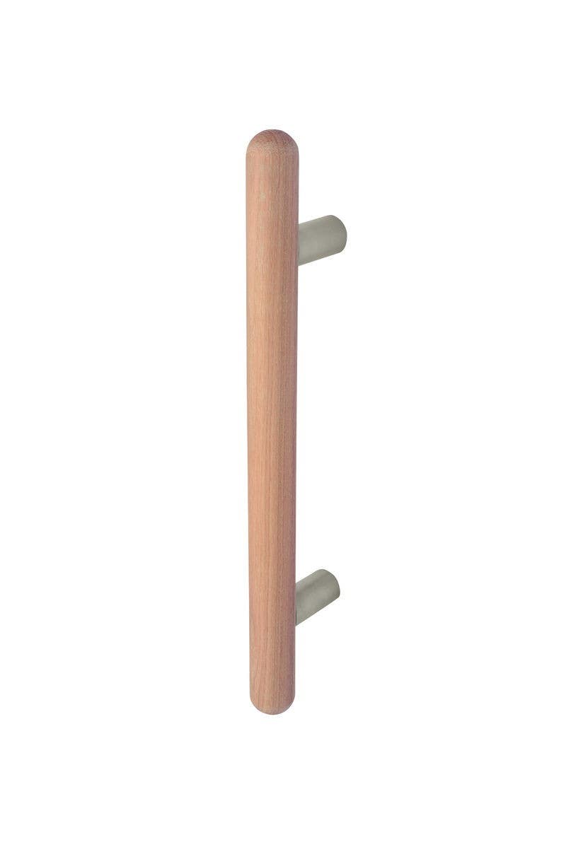 Rockwood RM4104MP/14MP/24MP ArborTek, Straight Wood Grip Door Pull w/ Mid-Post, Round Ends, Hickory, Sanded Unfinished