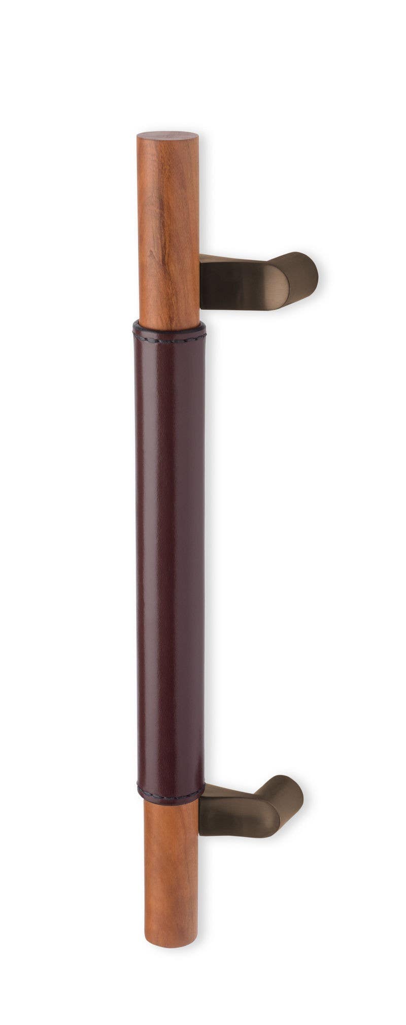 Rockwood RM4148 ArborTek, Offset Wood Door Pull w/ Leather Grip, Flat Ends, Hickory, Sanded Unfinished