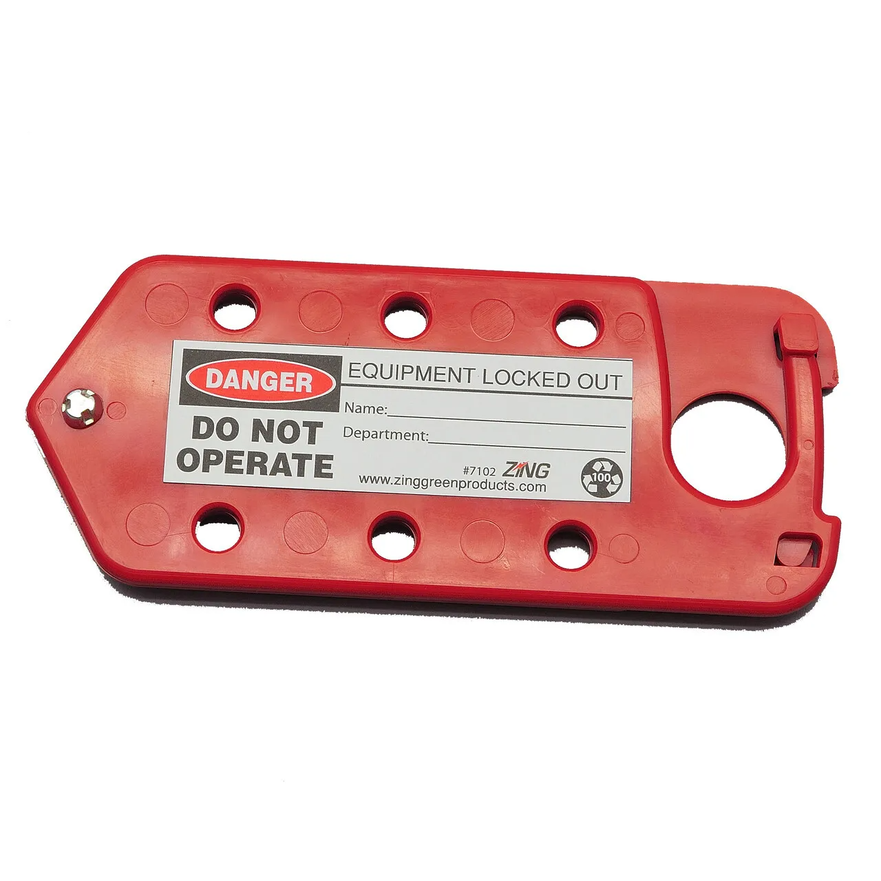 ZING 7102 RecycLockout Lockout Tagout Hasp and Tag Combination, Recycled Plastic