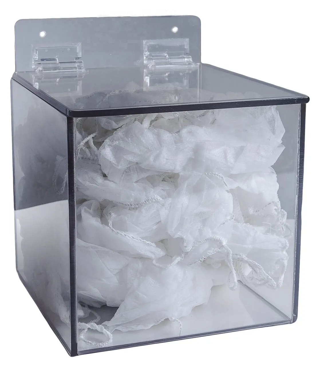 ZING 7306 Beard Hair Net, Hair Net Dispenser, Clear Recycled Plastic with Hinged Lid, 9"Hx7.5"Wx8"D