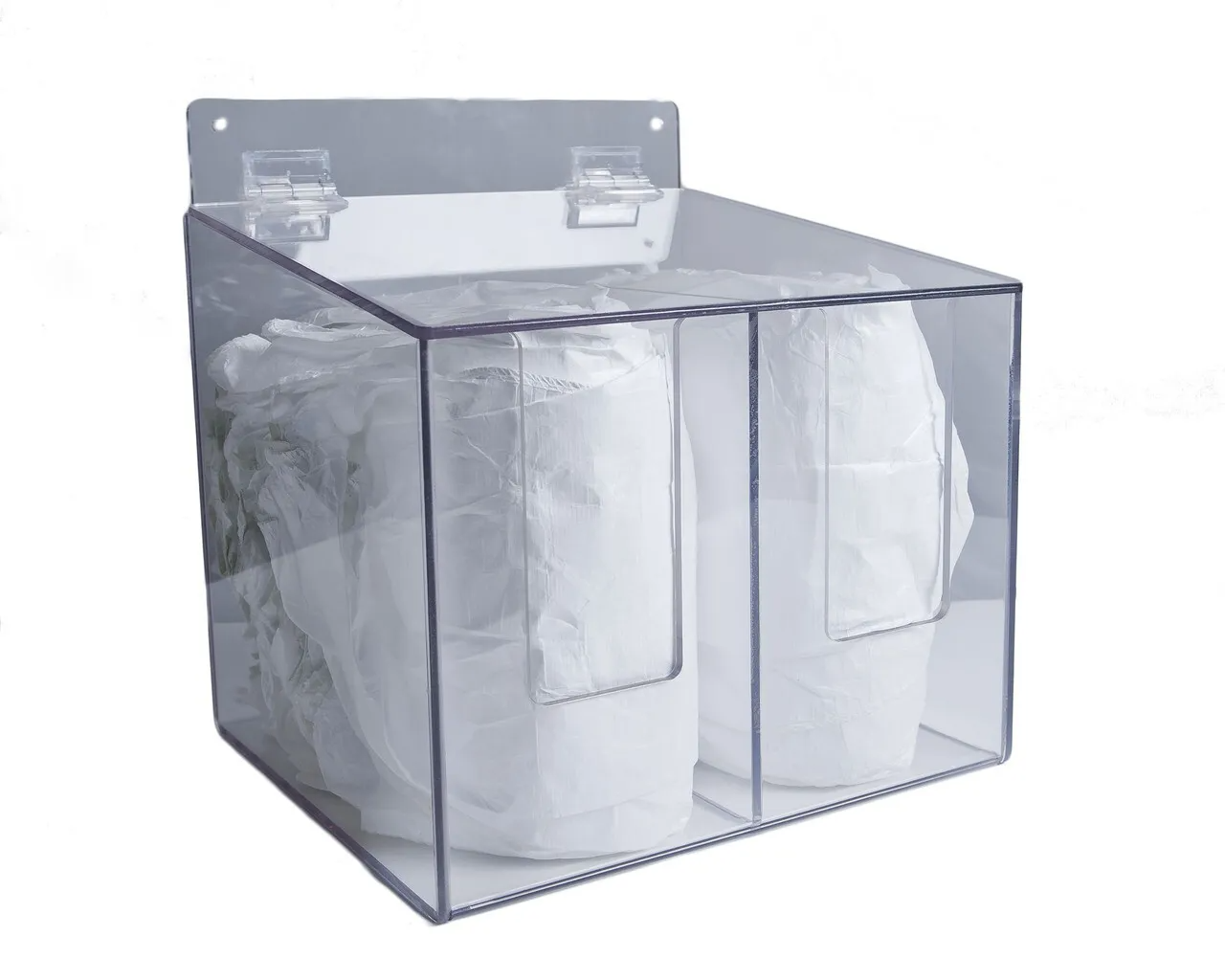 ZING 7307 Eco Sleeve Guard Dispenser, Double, Clear Recycled Plastic with Hinged Lid, 12"Hx11.5"Wx10.5"D