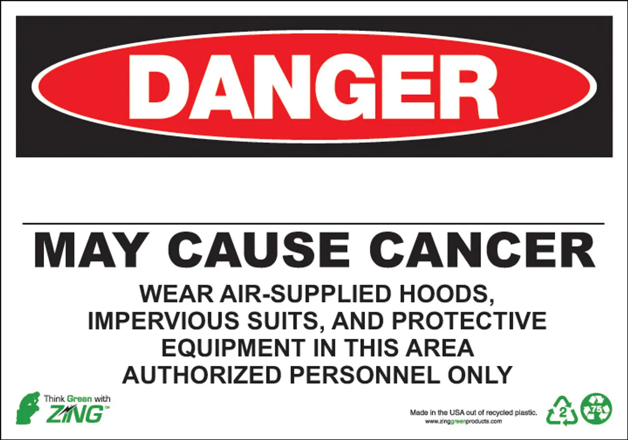 ZING 2674 Eco GHS Sign, DANGER, Blank, Cancer, 10 H"x 14 W"