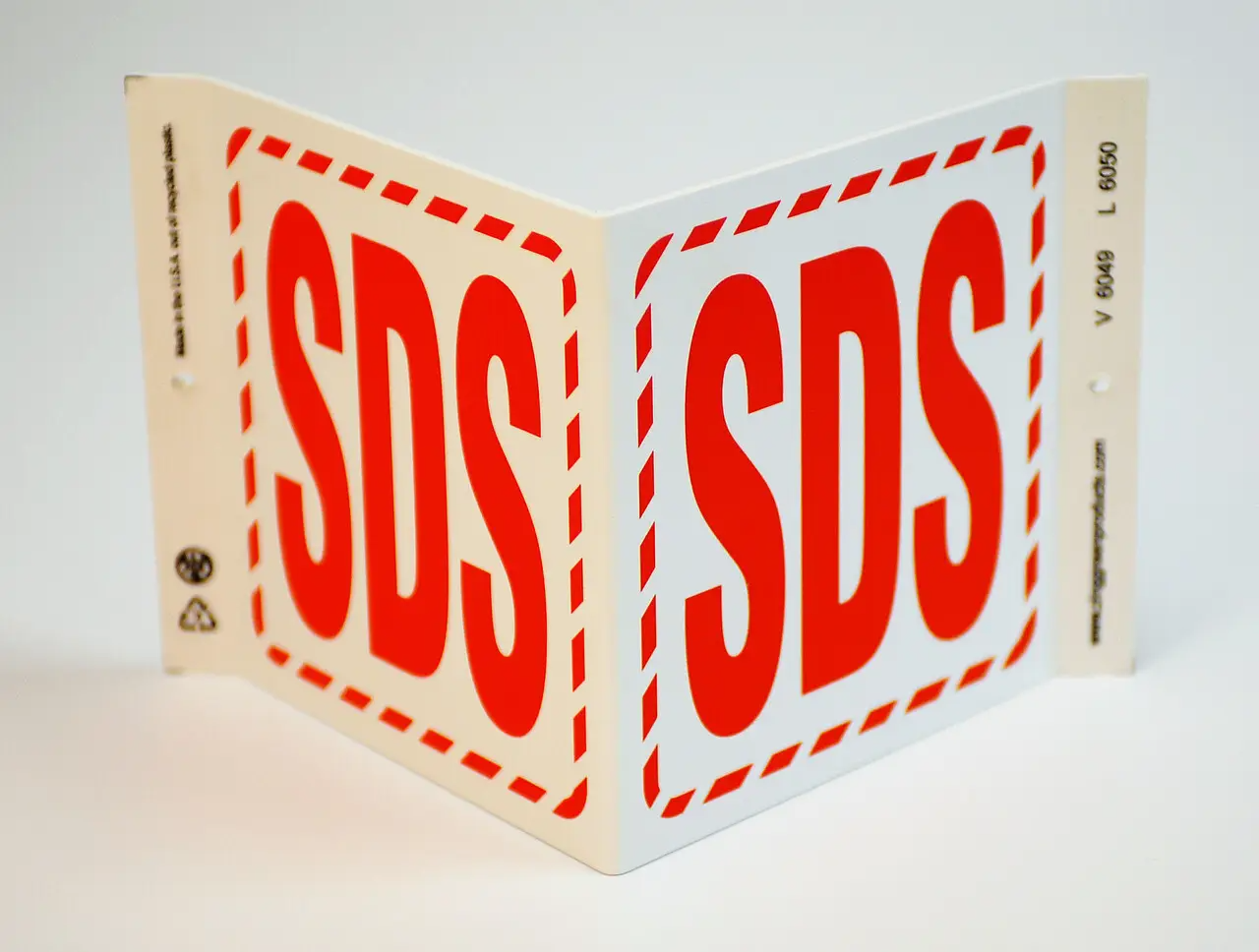 ZING 6049 GHS V Sign, SDS, 7Hx12Wx5D, Recycled Plastic