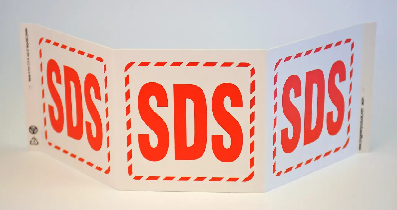 ZING 6051 GHS TriView Sign, SDS, 7.5Hx20W, Projects 5 Inches, Recycled Plastic