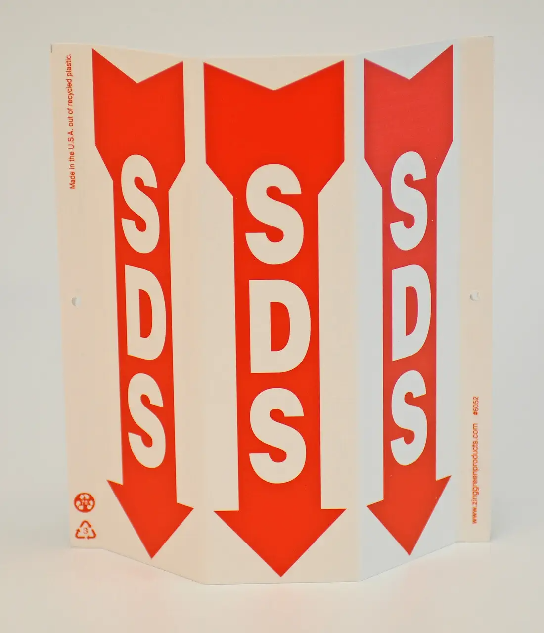 ZING 6052 GHS TriView Sign, SDS, 12Hx9W, Projects 3 Inches, Recycled Plastic