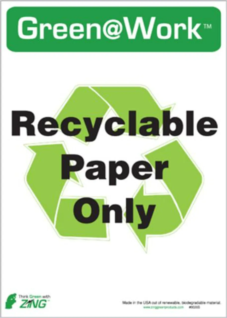 ZING Recycling Label (5/pk), Paper Only, Self-Adhesive