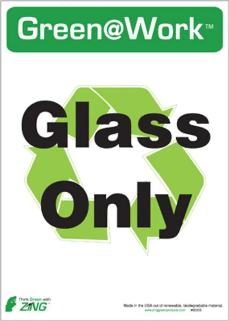 ZING Recycling Label (5/pk), Glass Only, Self-Adhesive
