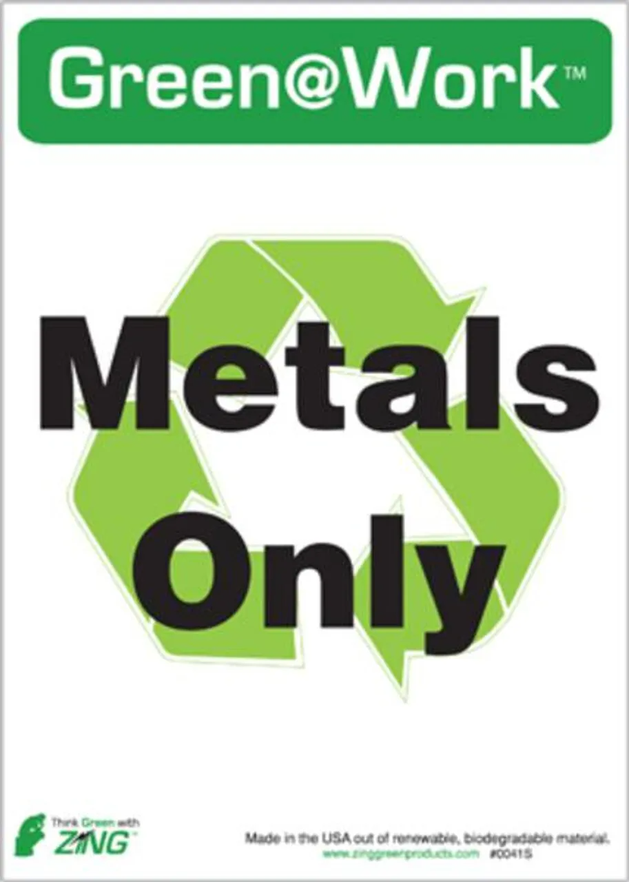 ZING Recycling Label (5/pk), Metals Only, Self-Adhesive