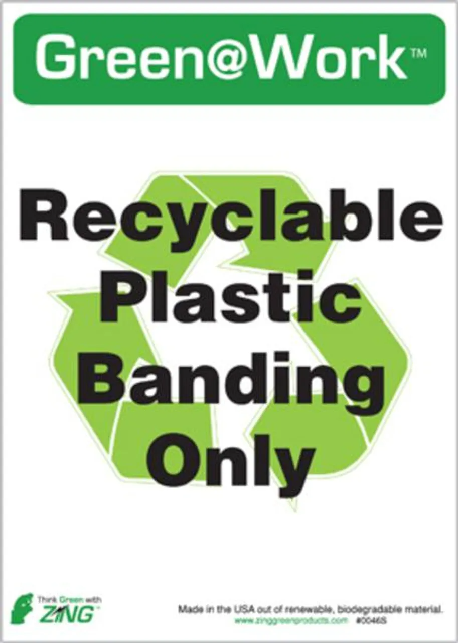 ZING Recycling Label (5/pk), Plastic Banding, Self-Adhesive